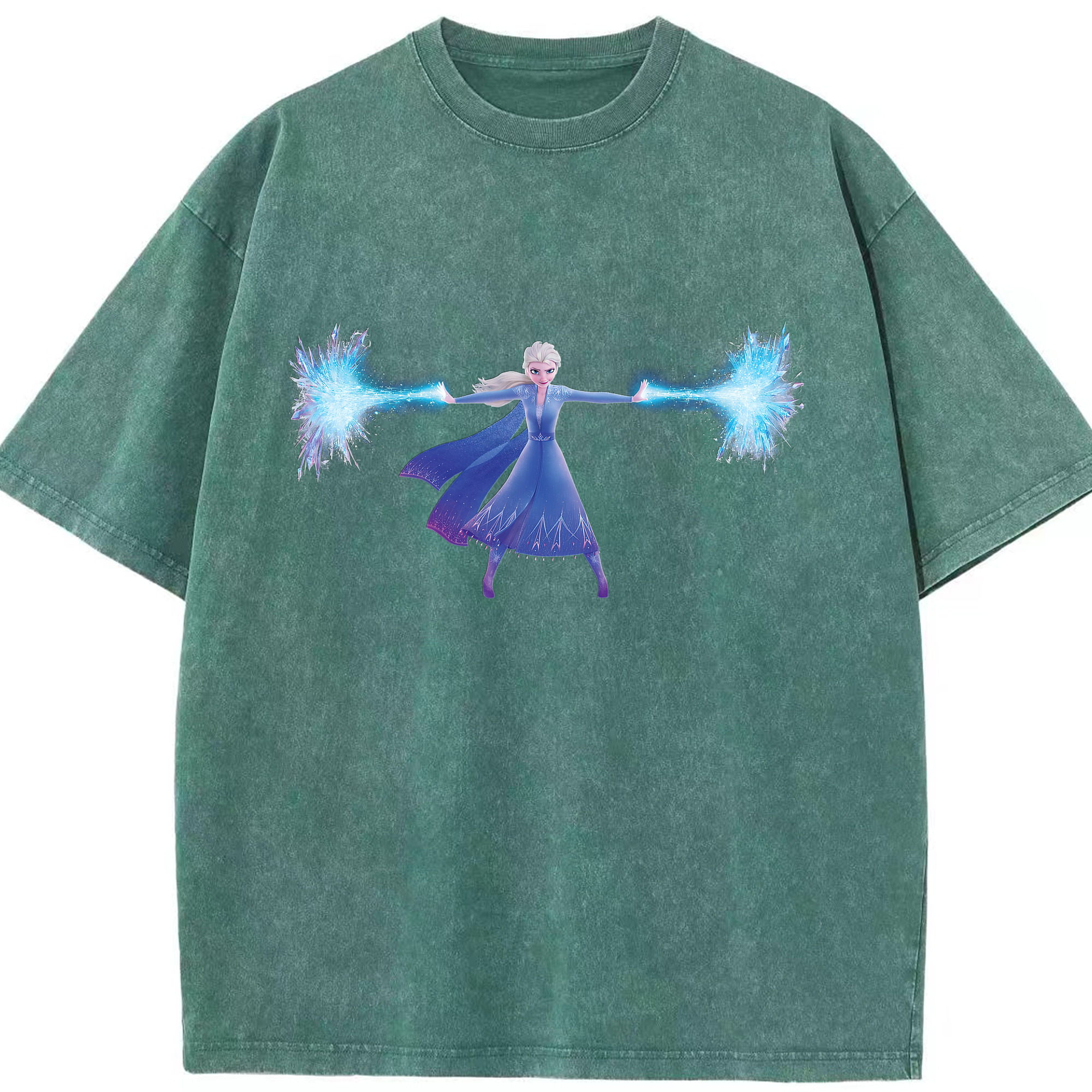（画像用） アナと雪の女王 アンナ エルサ Frozen Anna Elsa 綿100% ヴィンテージ風 半袖Tシャツ（フロントプリント）